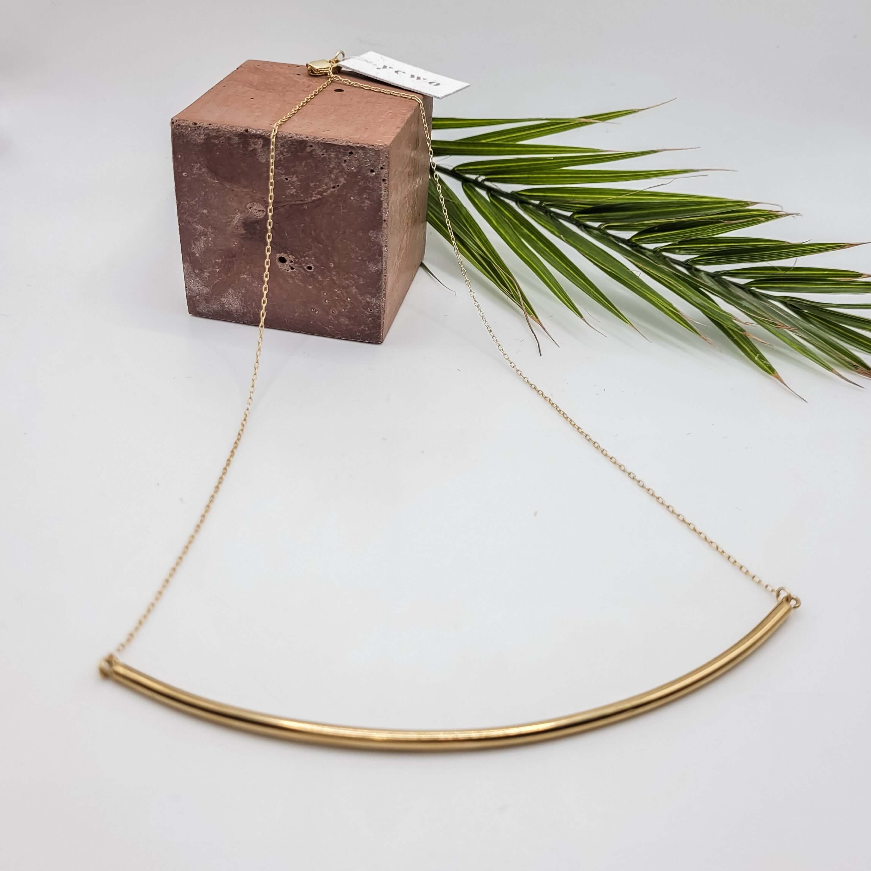 Sitima Brass Necklace with palm leaf