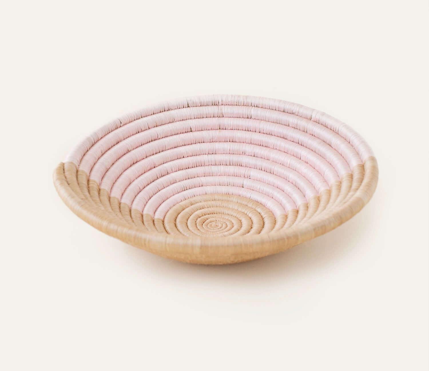 Blush pink woven fruit bowl