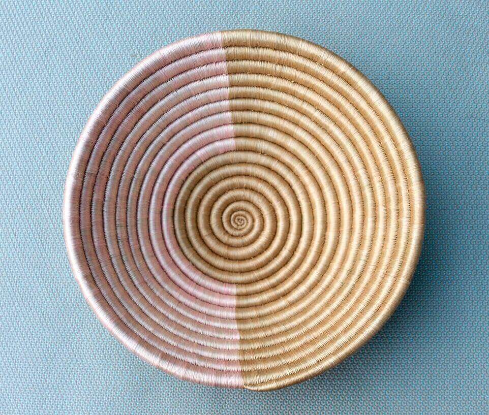 Rose woven bowl made by Rwandan artisans