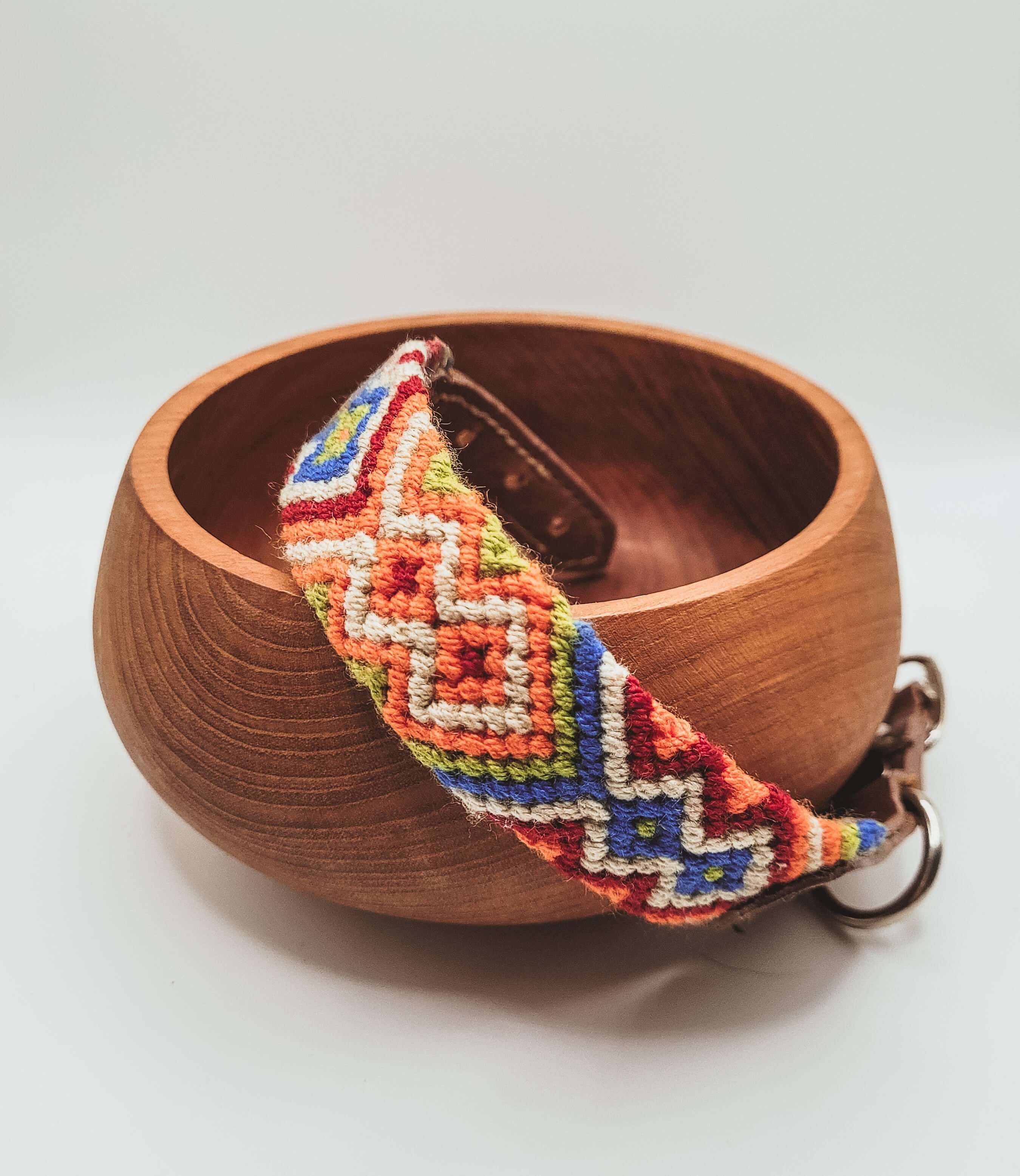 Colourful woven artisan dog colour made by indigenous tribe in Colombia