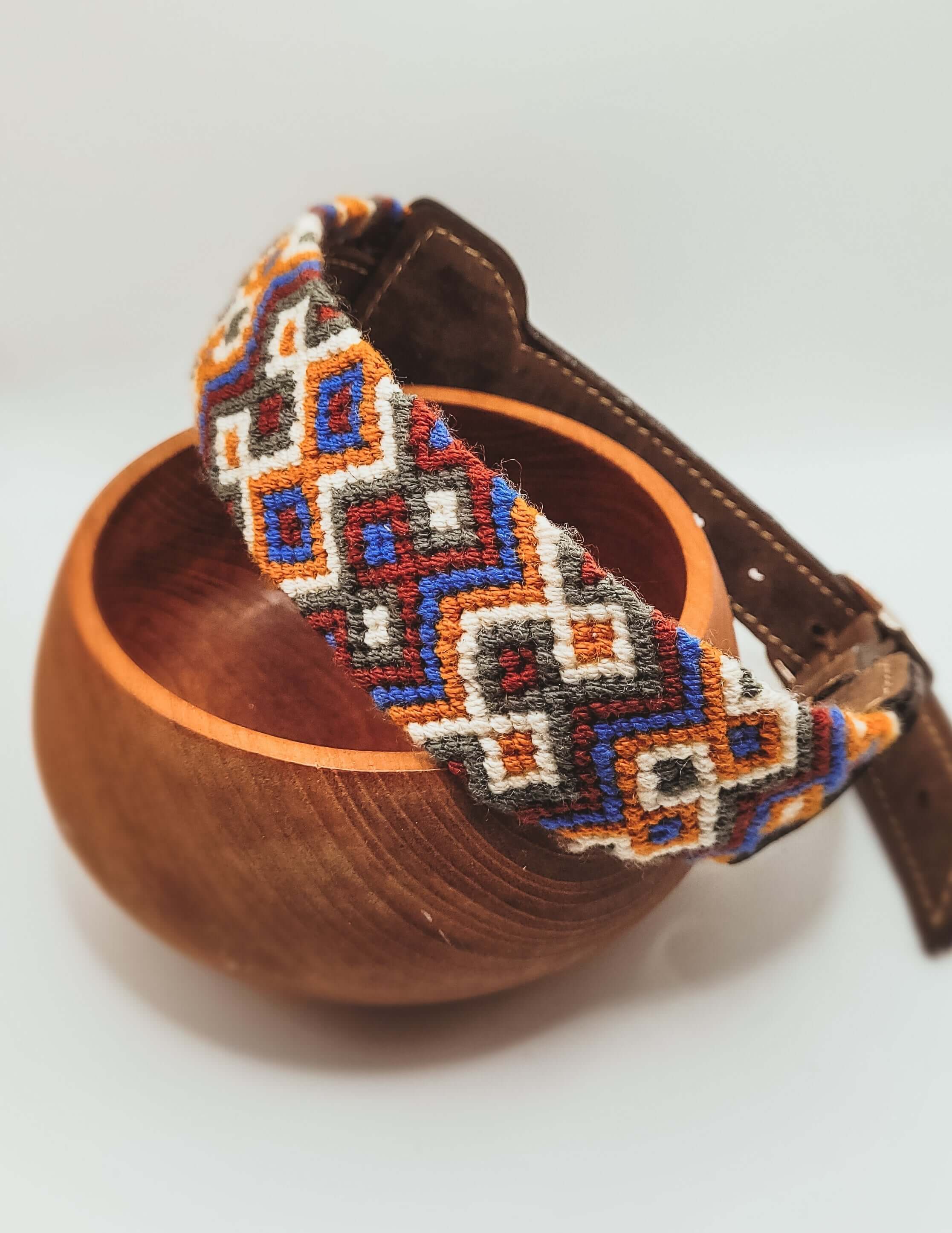 Boho artisan woven dog collar