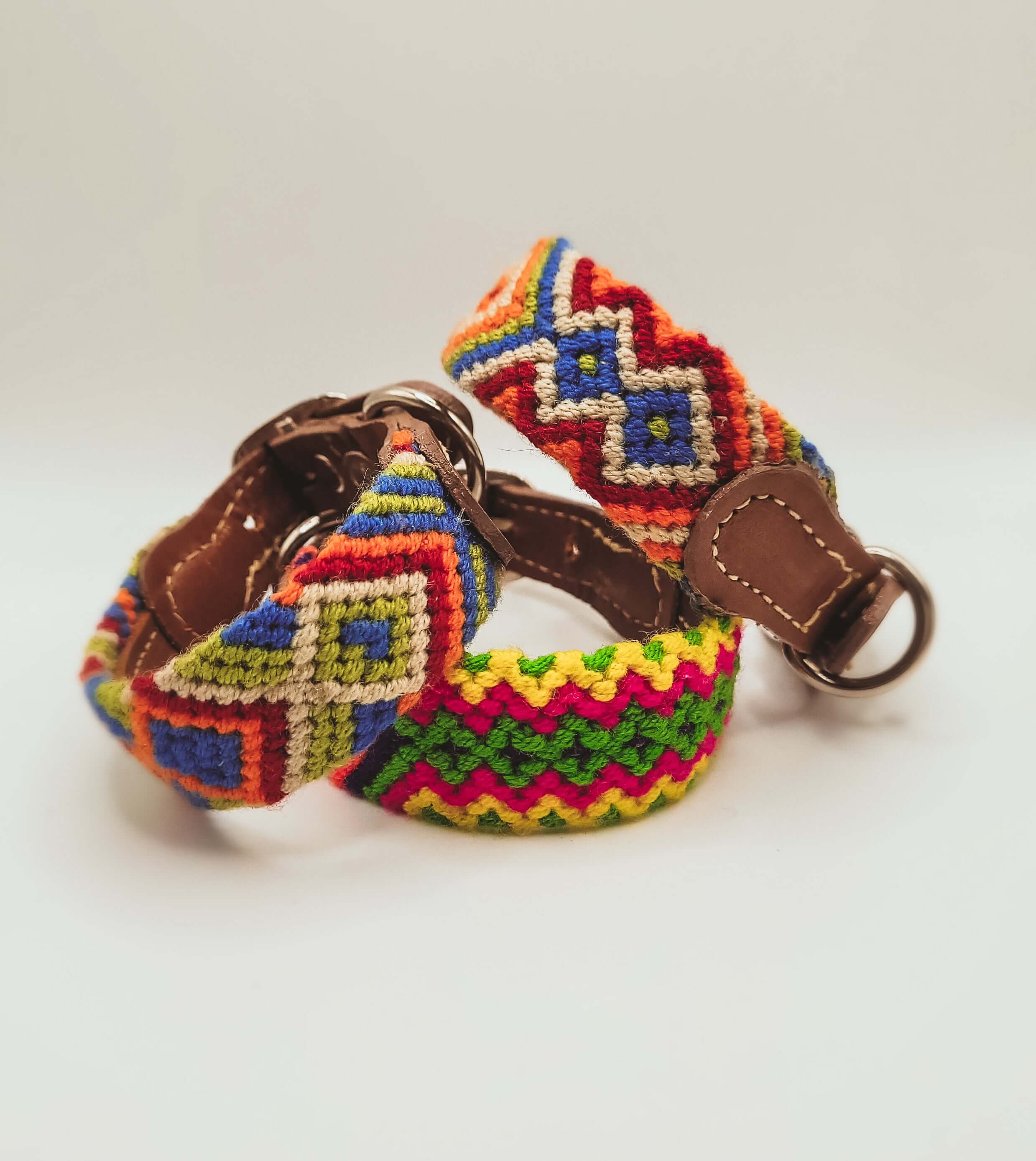 Small artisan handwoven dog collars