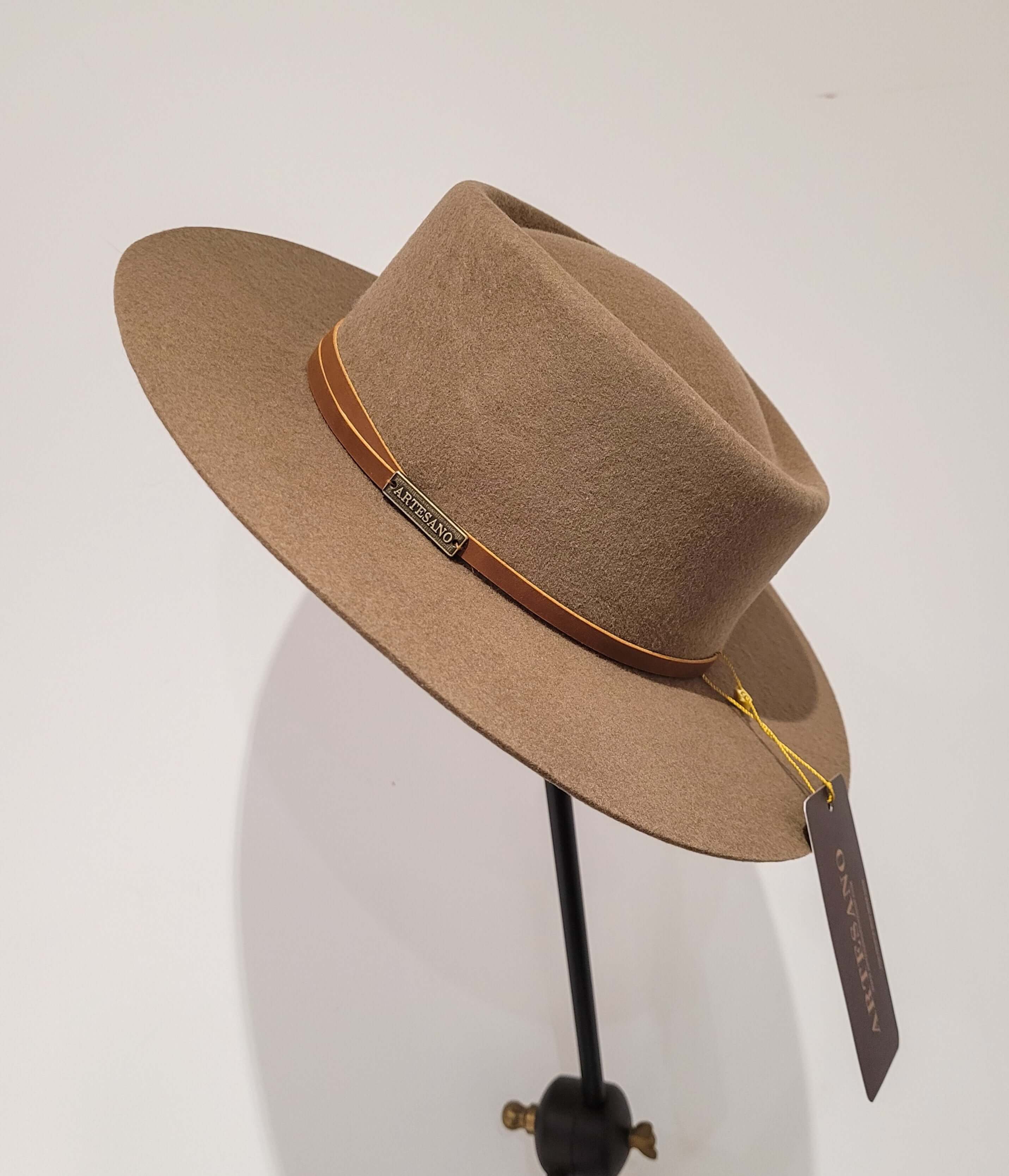 Handmade Beige Fedora Felt Hat