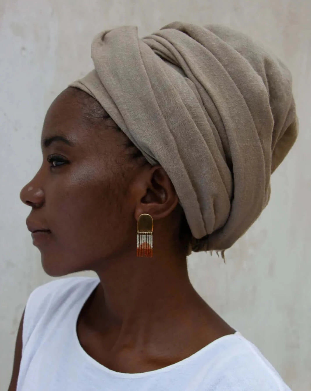 Makola Beaded Earrings on African model