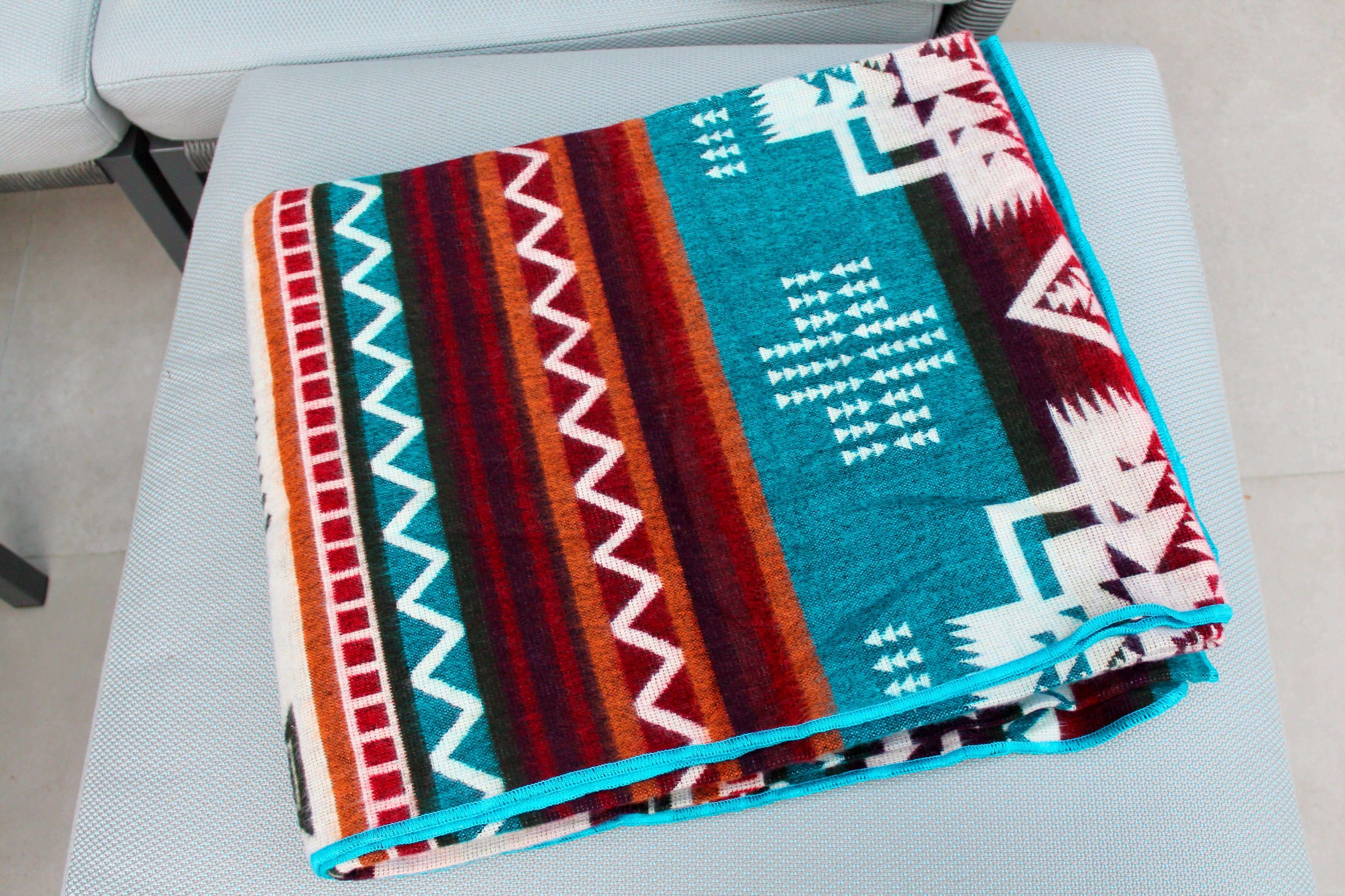 Folded alpaca blanket handmade by artisans
