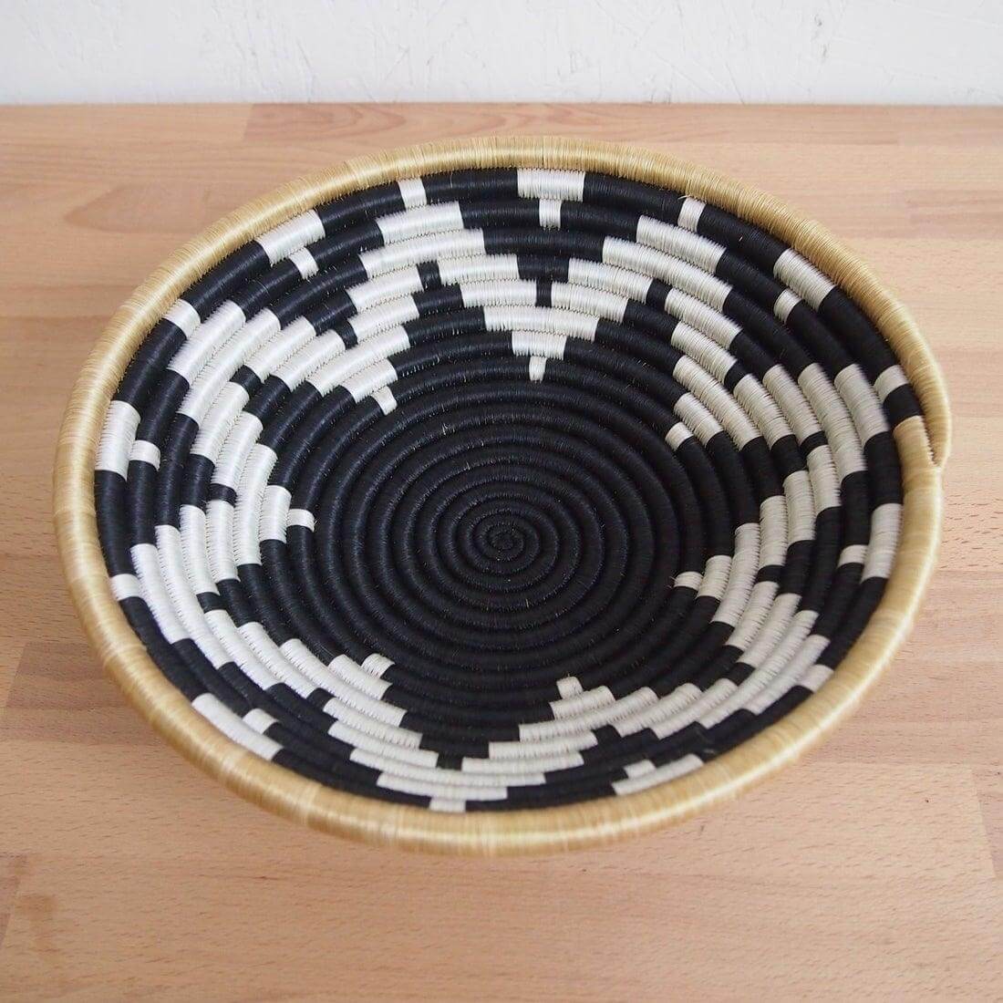 Fair trade black and white woven bowl