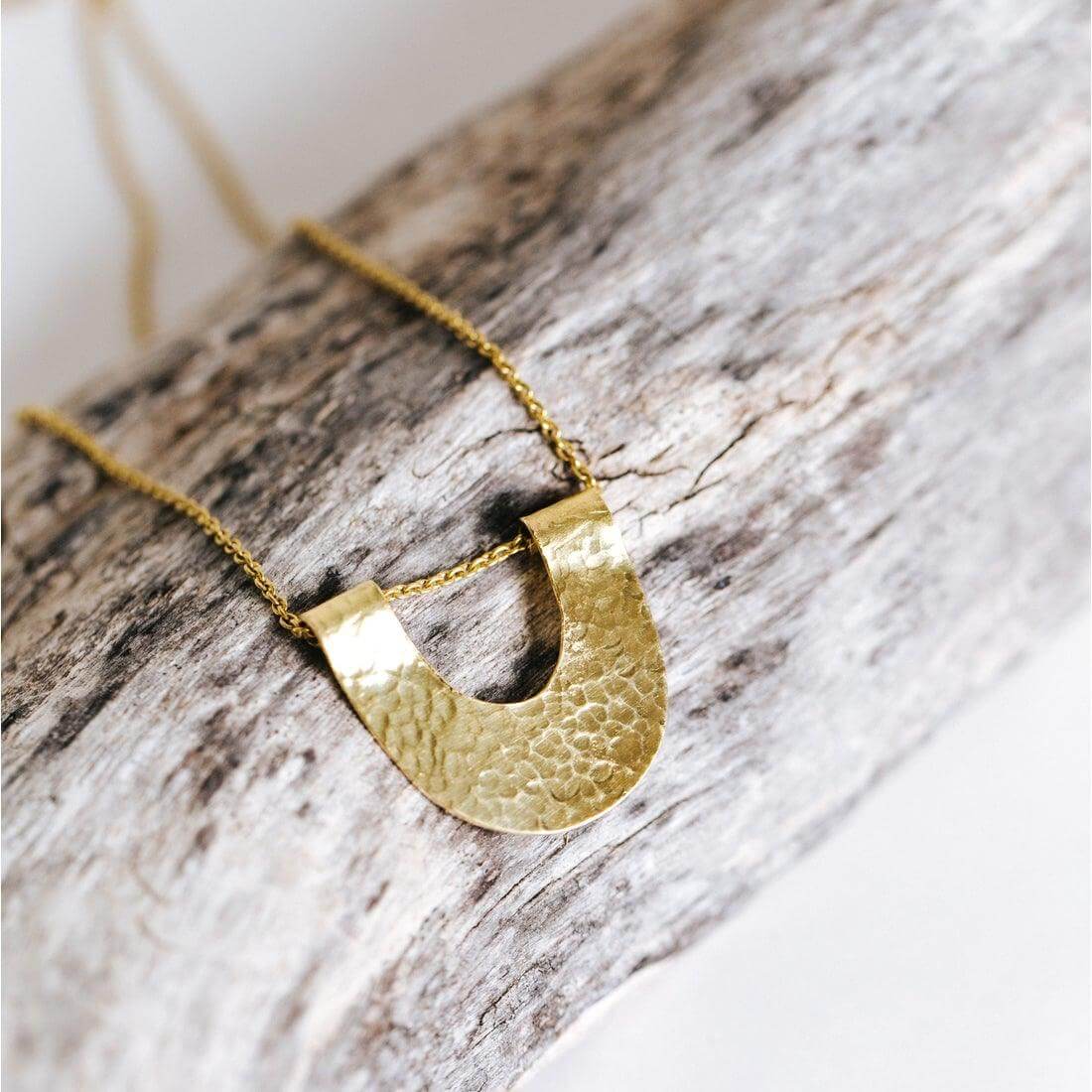 Kenyan brass necklace horseshoe shaped