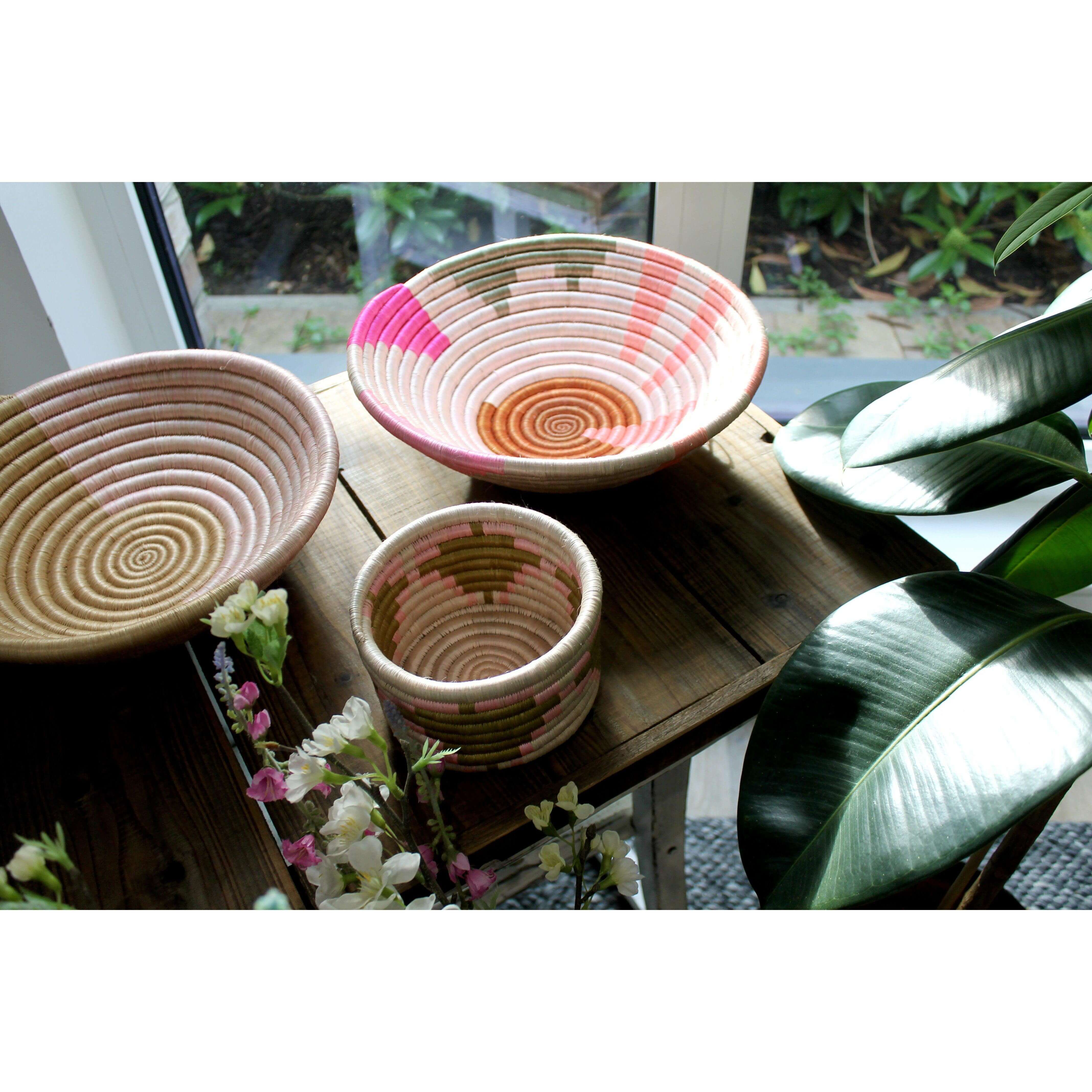 Handcrafted woven bowls as home decor