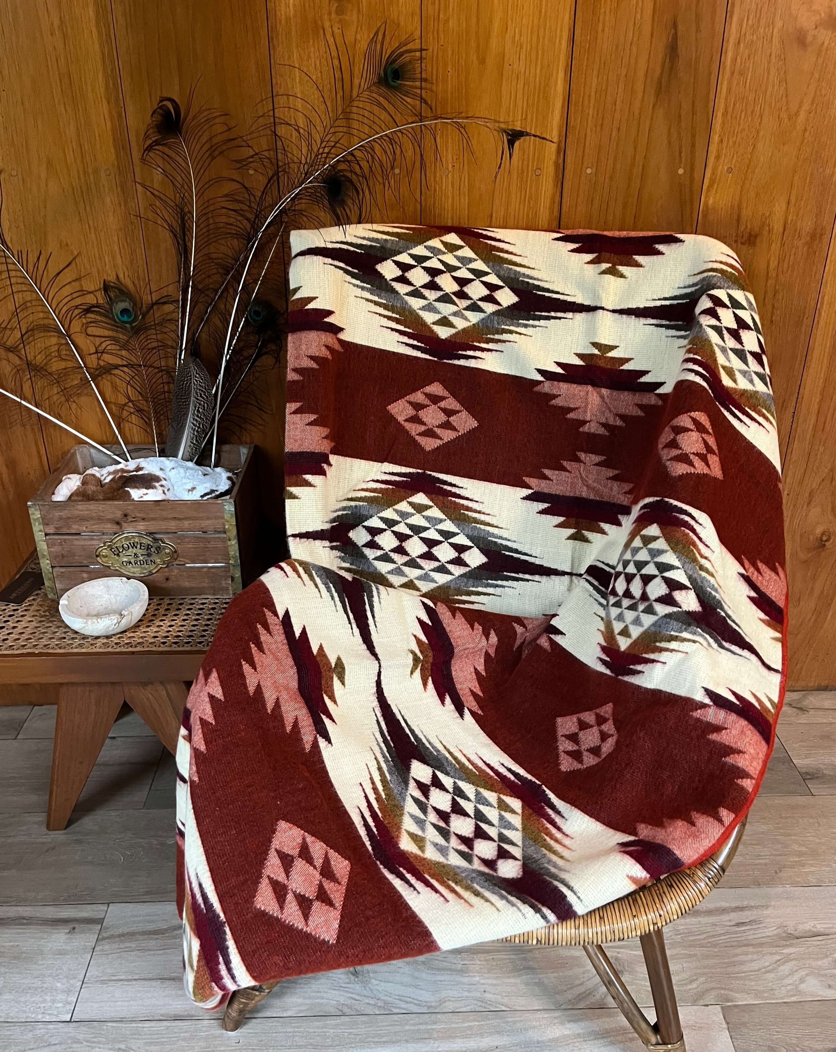 Andean Boho Blanket Rust On Chair