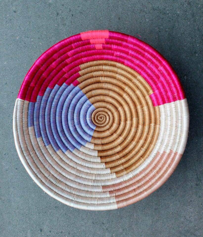 Colourful handmade seagrass woven bowls from Rwanda