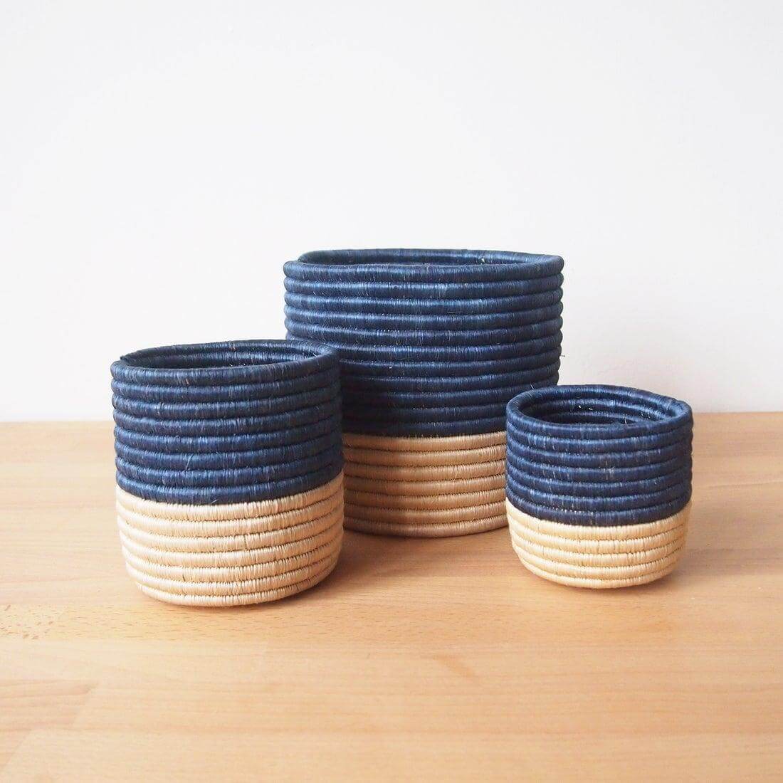 African seagrass plant pots blue