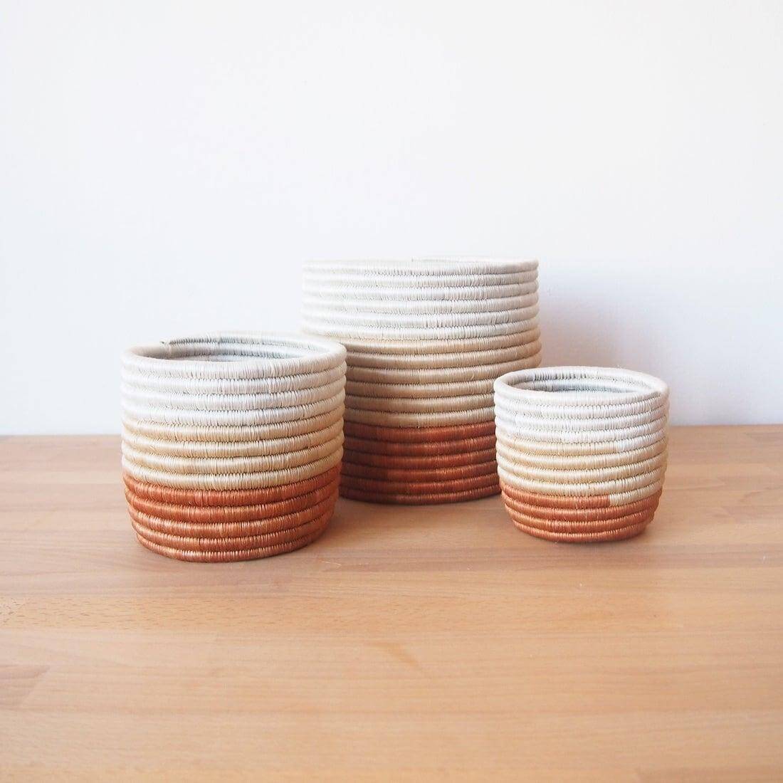 Set of 3 handwoven sustainable African plant pots